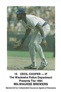 1984 Milwaukee Brewers Police - Waukesha Police Department and Independent Insurance Agents Of Waukesha #NNO Cecil Cooper Front