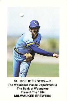 1984 Milwaukee Brewers Police - Waunakee Police Department and The Bank Of Waunakee #NNO Rollie Fingers Front