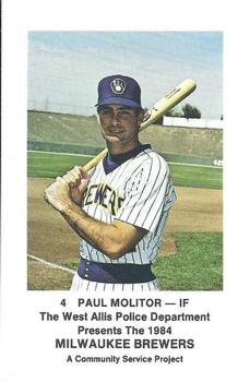 1984 Milwaukee Brewers Police - West Allis Police Department, A Community Service Project #NNO Paul Molitor Front
