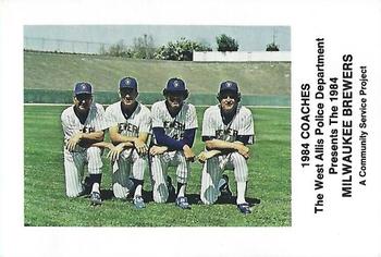 1984 Milwaukee Brewers Police - West Allis Police Department, A Community Service Project #NNO Coaches (Dave Garcia / Pat Dobson / Andy Etchebarren) Front