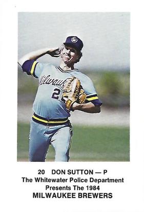 1984 Milwaukee Brewers Police - Whitewater Police Department #NNO Don Sutton Front