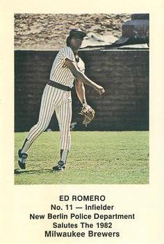 1982 Milwaukee Brewers Police - New Berlin Police Department #NNO Ed Romero Front