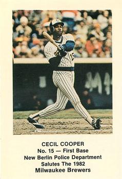 1982 Milwaukee Brewers Police - New Berlin Police Department #NNO Cecil Cooper Front