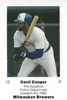 1985 Milwaukee Brewers Police - Appleton Police Department #NNO Cecil Cooper Front