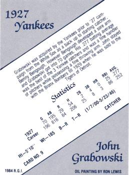 1984 Galasso 1927 Yankees #9 John Grabowski Back