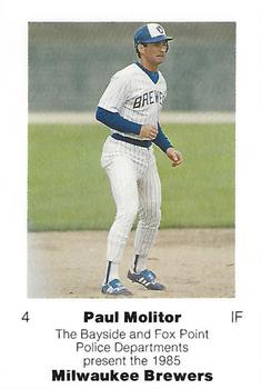 1985 Milwaukee Brewers Police - Bayside and Fox Point Police Departments #NNO Paul Molitor Front
