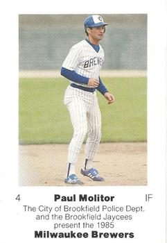 1985 Milwaukee Brewers Police - City of Brookfield Police Department and Brookfield Jaycees #NNO Paul Molitor Front