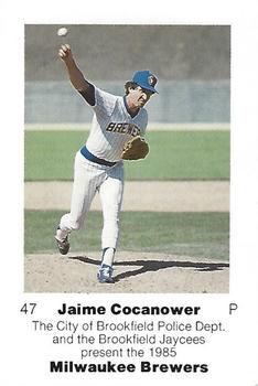 1985 Milwaukee Brewers Police - City of Brookfield Police Department and Brookfield Jaycees #NNO Jaime Cocanower Front