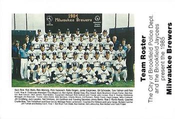1985 Milwaukee Brewers Police - City of Brookfield Police Department and Brookfield Jaycees #NNO Milwaukee Brewers Team Photo Front