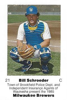 1985 Milwaukee Brewers Police - Town of Brookfield Police Department, Independent Insurance Agents Of Waukesha #NNO Bill Schroeder Front
