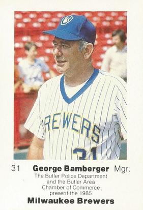 1985 Milwaukee Brewers Police - Butler Police Department and Butler Area Chamber Of Commerce #NNO George Bamberger Front
