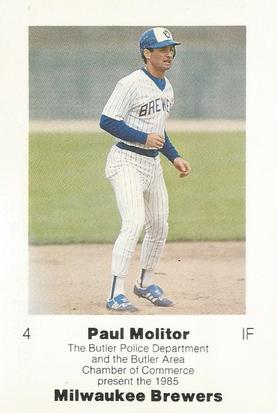1985 Milwaukee Brewers Police - Butler Police Department and Butler Area Chamber Of Commerce #NNO Paul Molitor Front