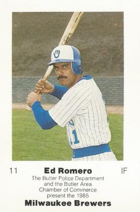 1985 Milwaukee Brewers Police - Butler Police Department and Butler Area Chamber Of Commerce #NNO Ed Romero Front