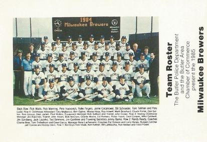 1985 Milwaukee Brewers Police - Butler Police Department and Butler Area Chamber Of Commerce #NNO Milwaukee Brewers Team Photo Front