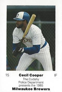 1985 Milwaukee Brewers Police - Cudahy Police Department #NNO Cecil Cooper Front