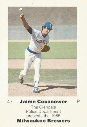 1985 Milwaukee Brewers Police - Glendale Police Department #NNO Jaime Cocanower Front