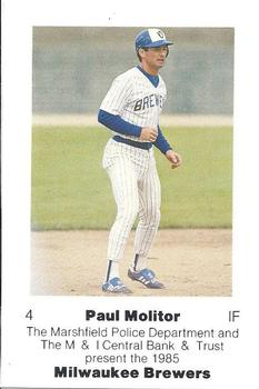 1985 Milwaukee Brewers Police - Marshfield Police Department and The M&I Central Bank & Trust #NNO Paul Molitor Front
