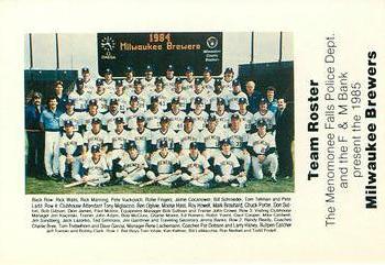 1985 Milwaukee Brewers Police - Menomonee Falls Police Department and the F & M Bank #NNO Milwaukee Brewers Team Photo Front
