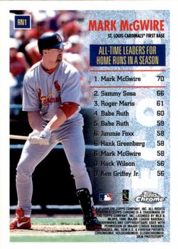 1999 Topps Chrome - Record Numbers #RN1 Mark McGwire  Back