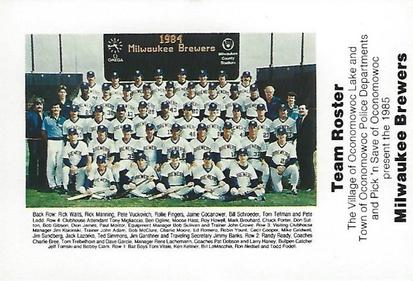 1985 Milwaukee Brewers Police - Village of Oconomowoc Lake & Town Of Oconomowoc Police Departments and Pick 'n Save of Oconomowoc #NNO Milwaukee Brewers Team Photo Front
