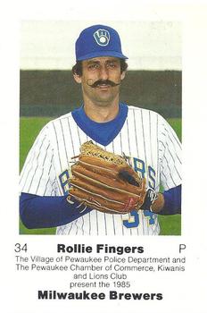 1985 Milwaukee Brewers Police - Village of Pewaukee Police Department and The Pewaukee Chamber of Commerce, Kiwanis and Lions Club #NNO Rollie Fingers Front