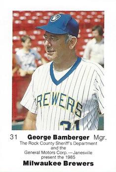 1985 Milwaukee Brewers Police - Rock County Sheriff's Department General Motors Corp Janesville #NNO George Bamberger Front