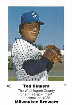 1985 Milwaukee Brewers Police - Washington County Sheriff's Department #NNO Ted Higuera Front