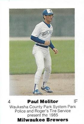 1985 Milwaukee Brewers Police - Waukesha County Park System Park Police, Roger's Tire Service #NNO Paul Molitor Front