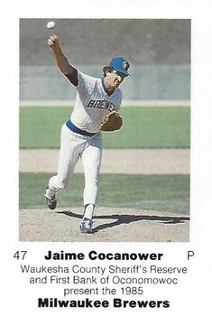 1985 Milwaukee Brewers Police - Waukesha County Sheriff's Reserve and First Bank Oconomowoc #NNO Jaime Cocanower Front
