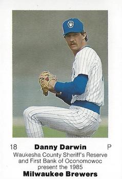 1985 Milwaukee Brewers Police - Waukesha County Sheriff's Reserve and First Bank Oconomowoc #NNO Danny Darwin Front