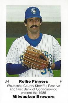 1985 Milwaukee Brewers Police - Waukesha County Sheriff's Reserve and First Bank Oconomowoc #NNO Rollie Fingers Front