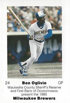 1985 Milwaukee Brewers Police - Waukesha County Sheriff's Reserve and First Bank Oconomowoc #NNO Ben Oglivie Front