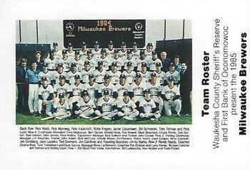 1985 Milwaukee Brewers Police - Waukesha County Sheriff's Reserve and First Bank Oconomowoc #NNO Team Front