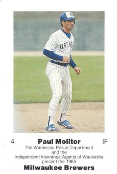 1985 Milwaukee Brewers Police - Waukesha Police Department and Independent Insurance Agents Of Waukesha #NNO Paul Molitor Front