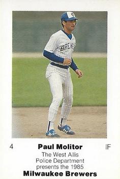 1985 Milwaukee Brewers Police - West Allis Police Department #NNO Paul Molitor Front