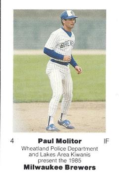 1985 Milwaukee Brewers Police - Wheatland Police Department and Lake Area Kiwanis #NNO Paul Molitor Front