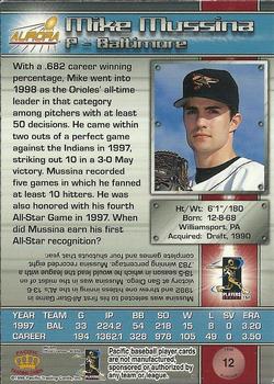 1998 Pacific Aurora #12 Mike Mussina Back