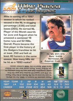 1998 Pacific Aurora #149 Mike Piazza Back