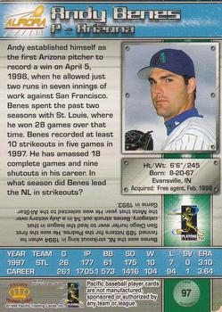1998 Pacific Aurora #97 Andy Benes Back