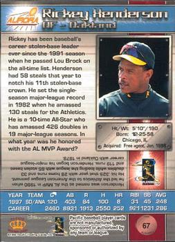 1998 Pacific Aurora #67 Rickey Henderson Back