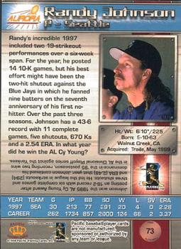 1998 Pacific Aurora #73 Randy Johnson Back