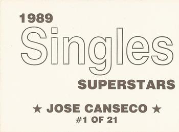 1989 Singles Superstars (unlicensed) #1 Jose Canseco Back