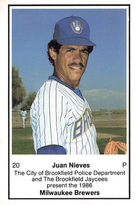 1986 Milwaukee Brewers Police - City of Brookfield Police Department and The Brookfield Jaycees #NNO Juan Nieves Front