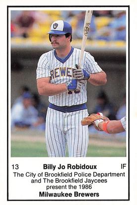 1986 Milwaukee Brewers Police - City of Brookfield Police Department and The Brookfield Jaycees #NNO Billy Jo Robidoux Front