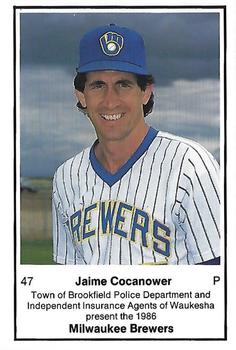 1986 Milwaukee Brewers Police - Town of Brookfield Police Department and Independent Insurance Agents of Waukesha #NNO Jaime Cocanower Front