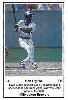 1986 Milwaukee Brewers Police - Town of Brookfield Police Department and Independent Insurance Agents of Waukesha #NNO Ben Oglivie Front