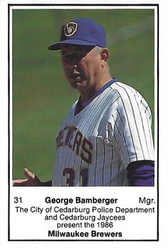 1986 Milwaukee Brewers Police - City of Cedarburg PD, and Cedarburg Jaycees #NNO George Bamberger Front