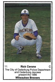 1986 Milwaukee Brewers Police - City of Cedarburg PD, and Cedarburg Jaycees #NNO Rick Cerone Front