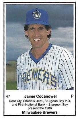 1986 Milwaukee Brewers Police - Door Cty. Sheriff's Dept., Sturgeon Bay P.D. and First National Bank - Sturgeon Bay #NNO Jaime Cocanower Front