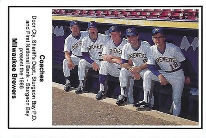 1986 Milwaukee Brewers Police - Door Cty. Sheriff's Dept., Sturgeon Bay P.D. and First National Bank - Sturgeon Bay #NNO Milwaukee Brewers Coaches Front